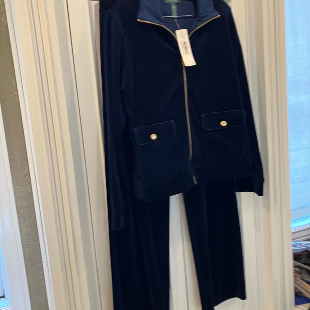 Lauren Ralph Lauren Dark Blue Velour Track Suit